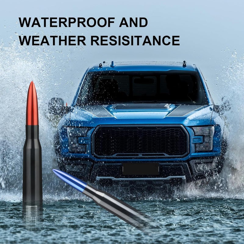Seprochoo Car Truck 50 Cal Bullet Decoration Replacement Truck Accessories Red Universal for GMC Sierra 1500 Chevy Dodge Ram Silverado 1500 2500 3500 Ford F150 F250 F350 Car Truck Decoration (Blue) - Image 3